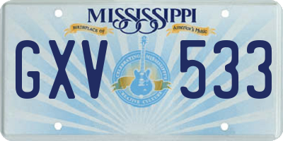MS license plate GXV533