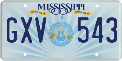 MS license plate GXV543