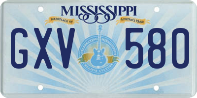 MS license plate GXV580