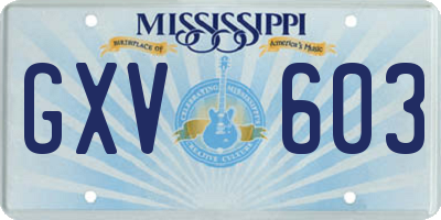 MS license plate GXV603