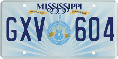 MS license plate GXV604
