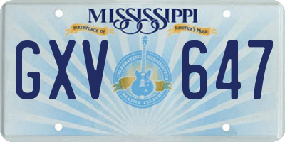 MS license plate GXV647