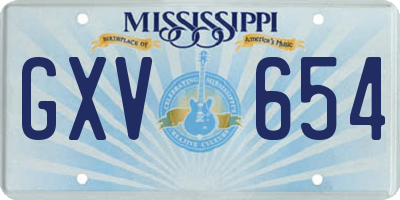 MS license plate GXV654