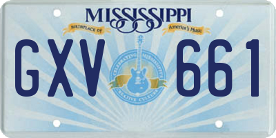 MS license plate GXV661