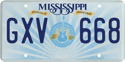 MS license plate GXV668