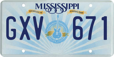MS license plate GXV671