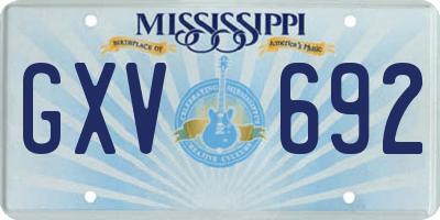 MS license plate GXV692