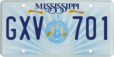 MS license plate GXV701