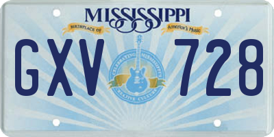 MS license plate GXV728