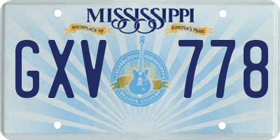 MS license plate GXV778