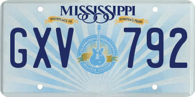 MS license plate GXV792