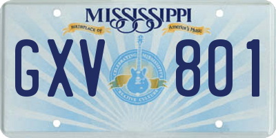 MS license plate GXV801