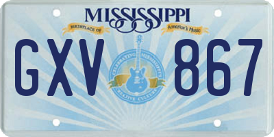 MS license plate GXV867