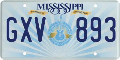 MS license plate GXV893