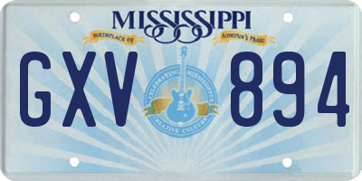 MS license plate GXV894
