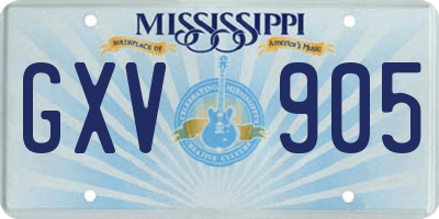 MS license plate GXV905