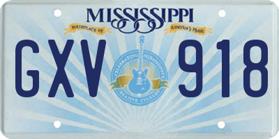 MS license plate GXV918