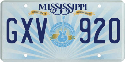 MS license plate GXV920