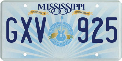 MS license plate GXV925