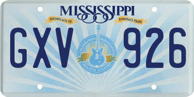 MS license plate GXV926