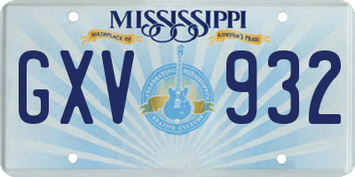 MS license plate GXV932