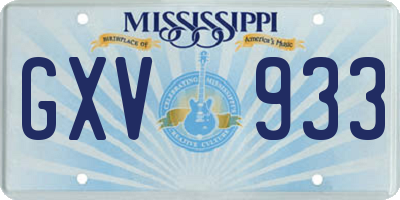 MS license plate GXV933