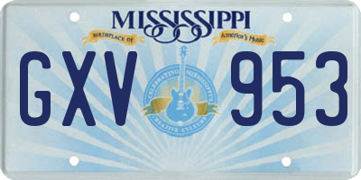 MS license plate GXV953