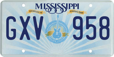 MS license plate GXV958