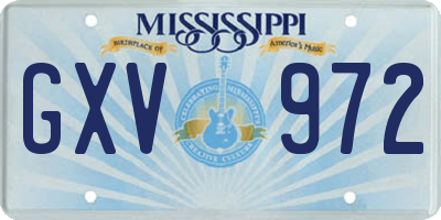 MS license plate GXV972