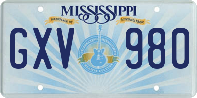 MS license plate GXV980