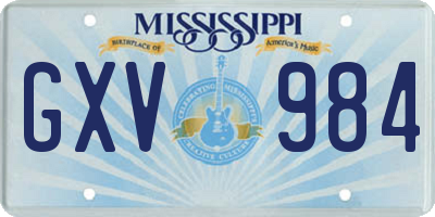 MS license plate GXV984
