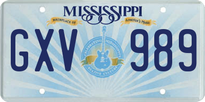 MS license plate GXV989