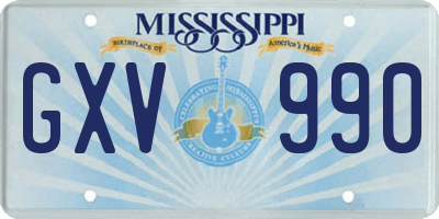 MS license plate GXV990
