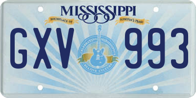 MS license plate GXV993