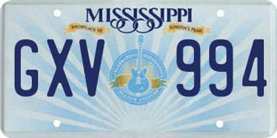 MS license plate GXV994