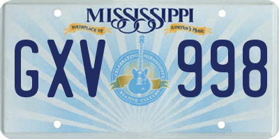 MS license plate GXV998