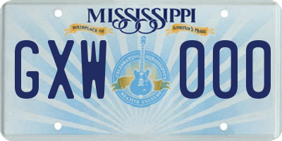 MS license plate GXW000