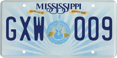 MS license plate GXW009