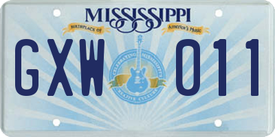 MS license plate GXW011