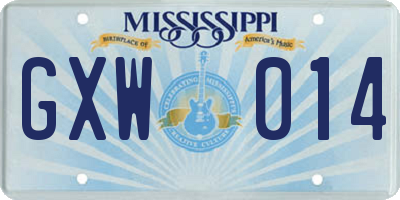 MS license plate GXW014