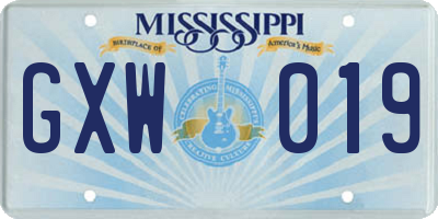 MS license plate GXW019