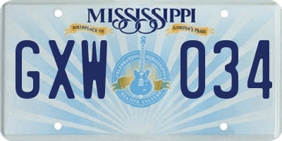 MS license plate GXW034
