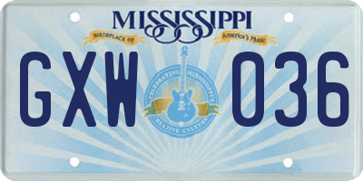 MS license plate GXW036