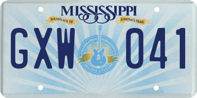 MS license plate GXW041