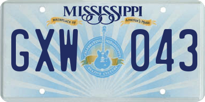 MS license plate GXW043