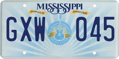 MS license plate GXW045