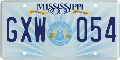 MS license plate GXW054