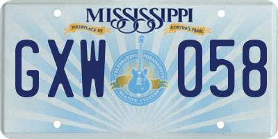 MS license plate GXW058