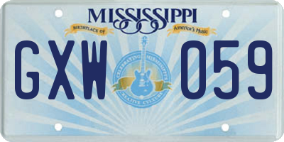 MS license plate GXW059