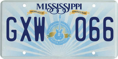 MS license plate GXW066